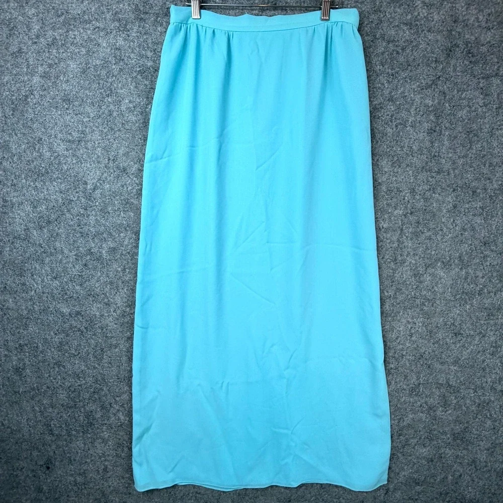 Vintage Union Made Maxi Skirt Womens M Pastel Blue Office Chic Pinup Cutie‎ 80s
